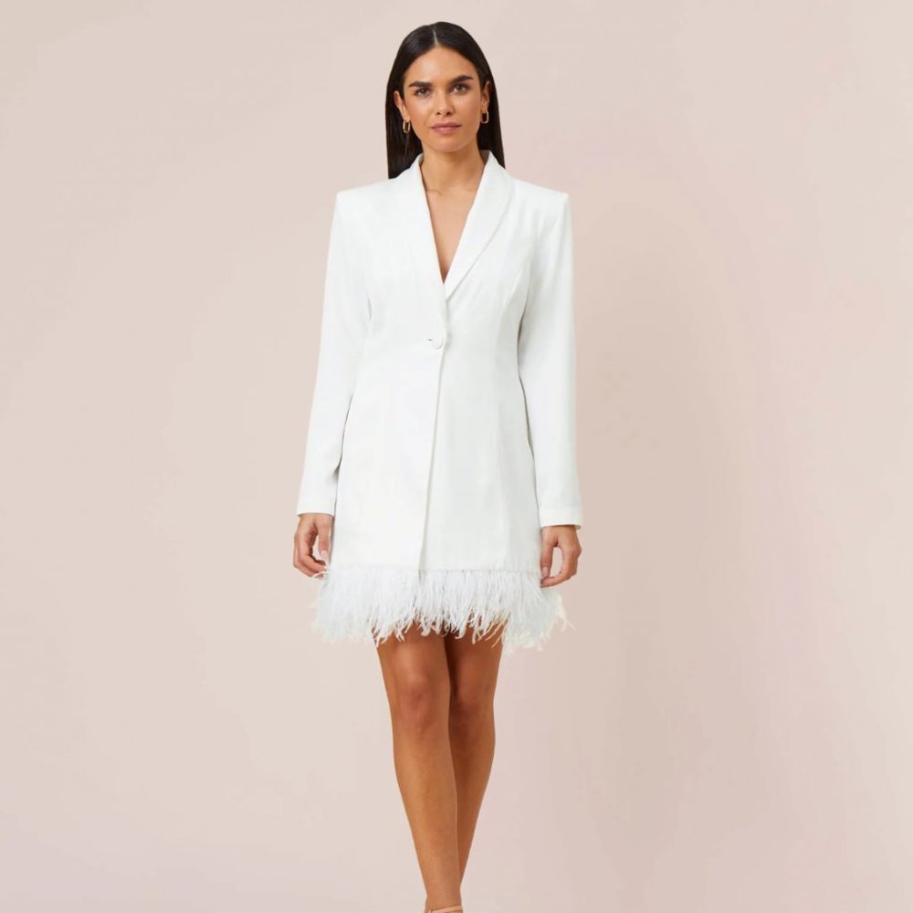 ADRIANNA CHARMEUSE TUXEDO SHORT SHEATH COCKTAIL DRESS